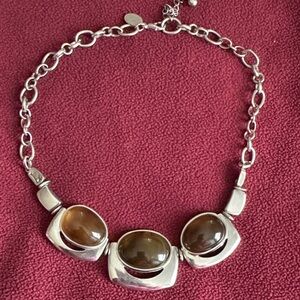 Elegant Silver and Brown Necklace WHBM